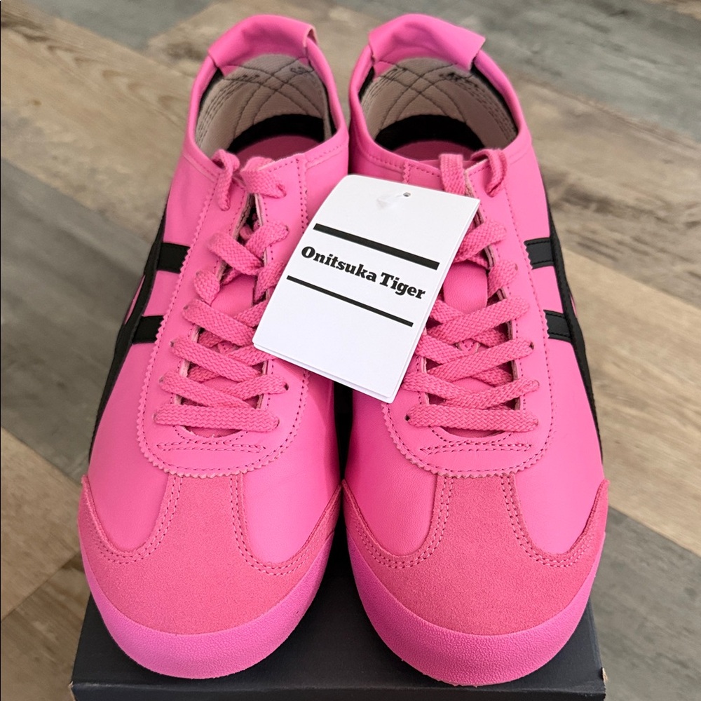 Onitsuka Tiger by Asics Hot Pink Sneakers with Black Stripes - Unisex